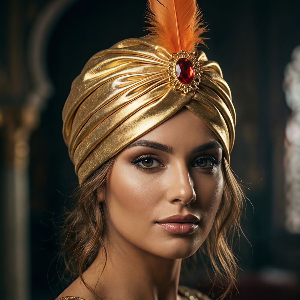 Ethnic Fashion India - Chapeau Turban à Plumes pour Déguisement,