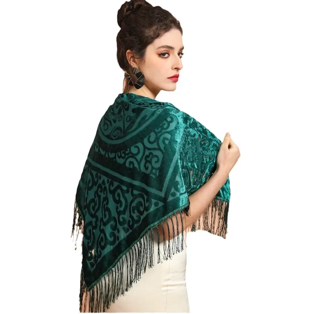 Ethnic Fashion Design - Châle jacquard en velours AW25 avec