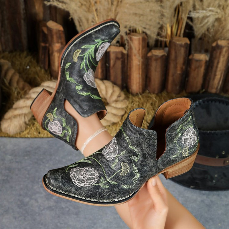 Nouvelles bottes courtes brodé - Ethnic Fashion Women avis et prix